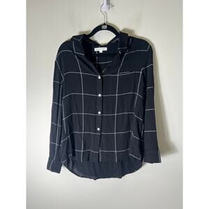 Mod Boutique Black and White Windowpane Long Sleeve Button Up Shirt Sz S